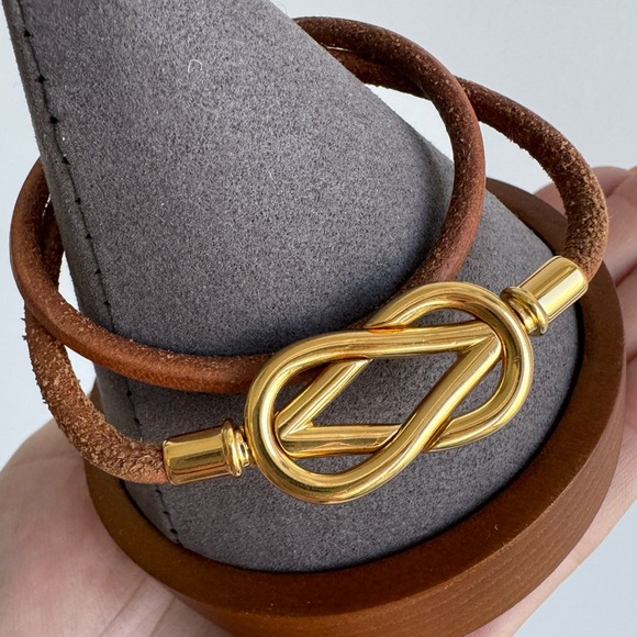 Hermes Vintage Gold Plated Atame Bracelet - Picture 3 of 16